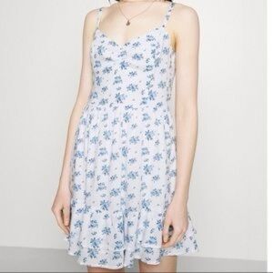 White dress from Hollister withe blue floral design size small